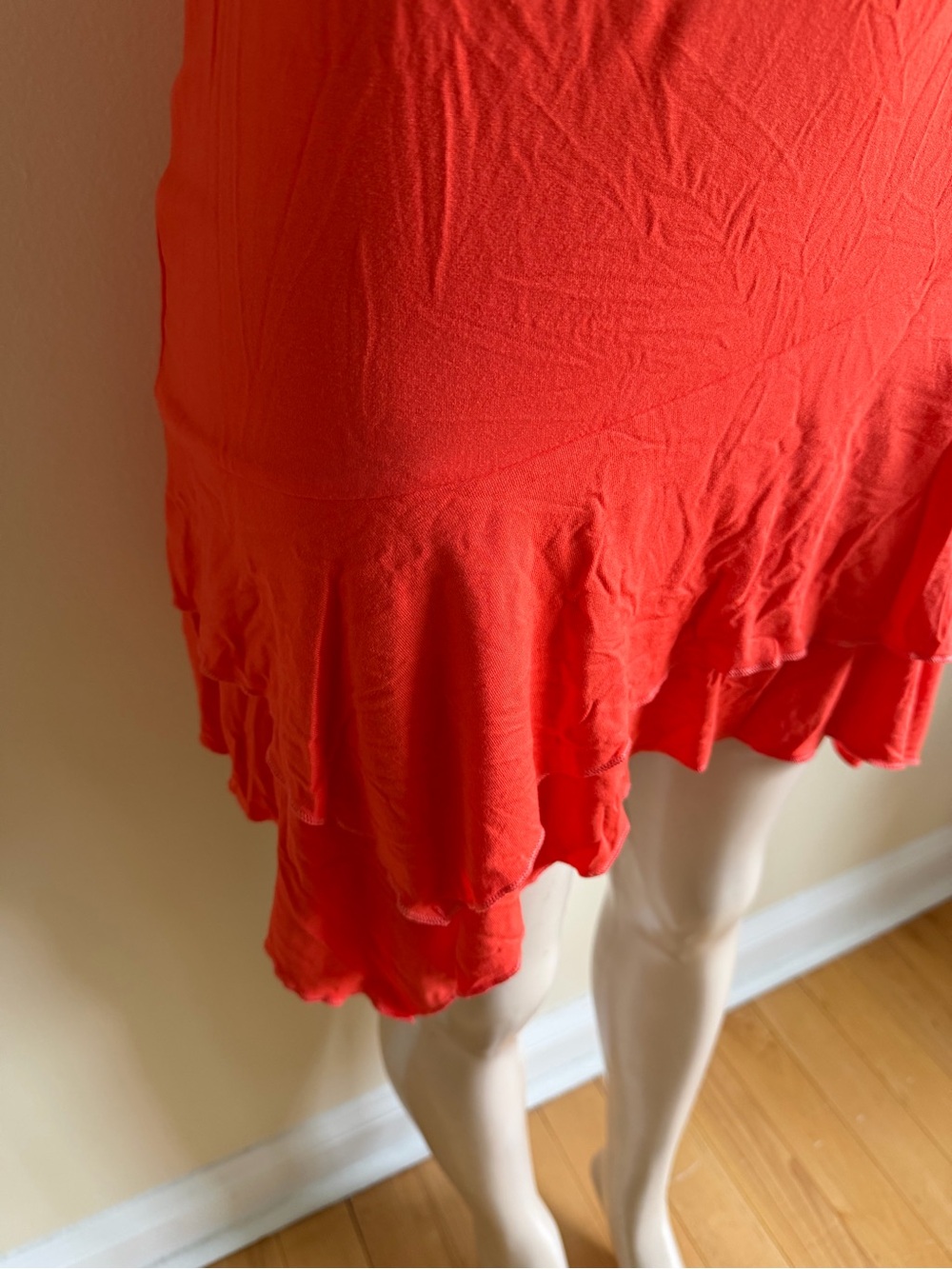 Bright Red Tie-Front Ruffled Mini Dress - Picture 7 of 11